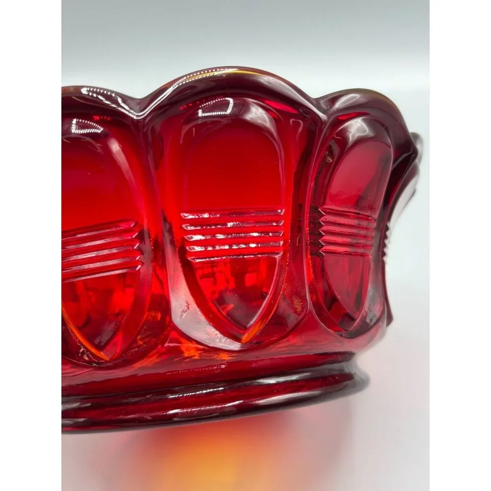 Fenton Amberina Glass Scalloped Bowl 6" Red & Orange Vintage Decorative Dish - Picture 2 of 7